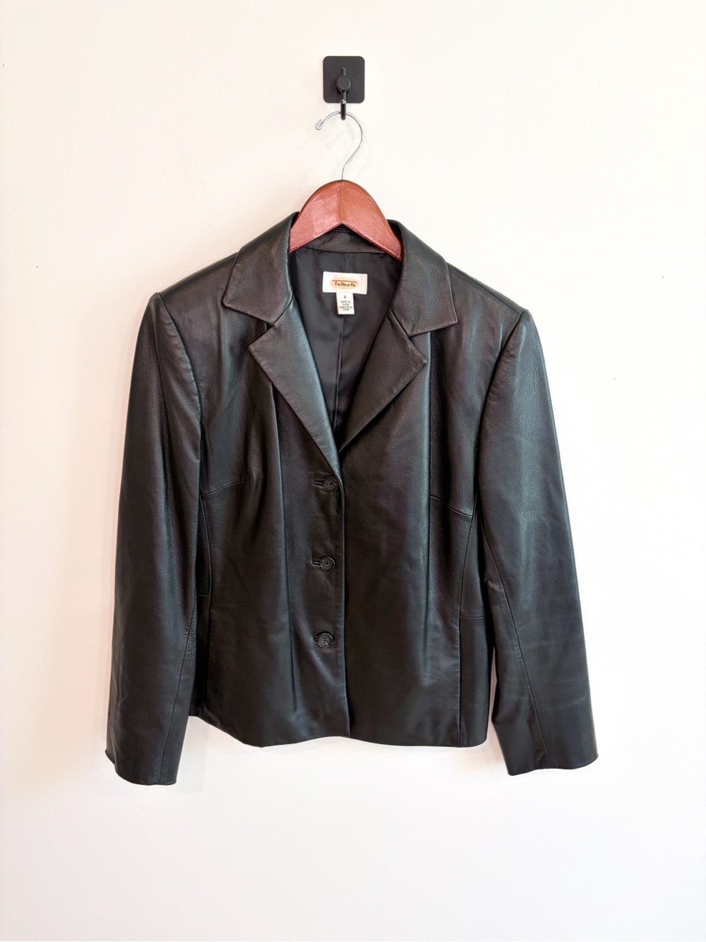 Talbot’s Black Leather Button-Front Women's Jacket Size 8